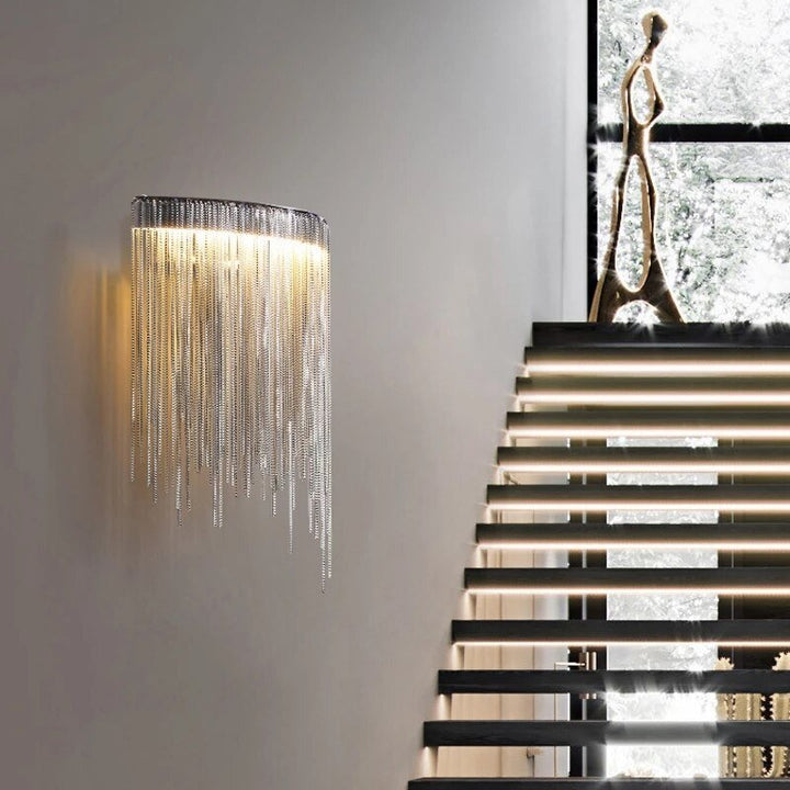 Modern Led Chain Wall Sconce Bedroom Luxury Living Room Indoor Lighting Gold Silver Creative Design