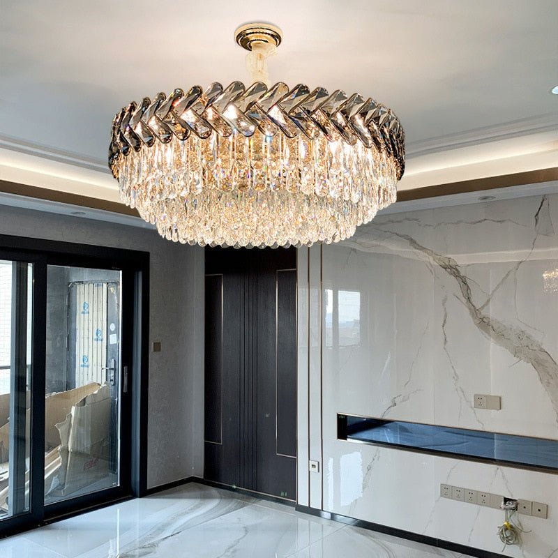Modern Led Chandelier For Living Room Dining Room Decoration Bedroom Round Kitchen Smoky Gray Lamp