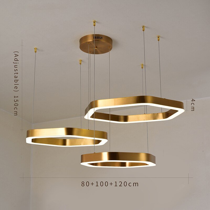 Chandelier à Led Moderne Lampe de Salon Or Luxe Combinaison de Luminaires Inox Créatifs