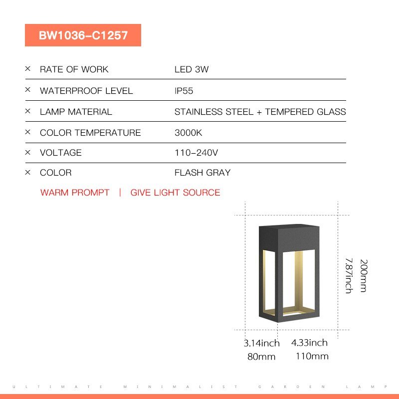 Moderne LED væglampe Udendørsbelysning Havelys Vandtæt 5W Sensor Væglamper Terrasse Balkon Væglampe Gadelampe 