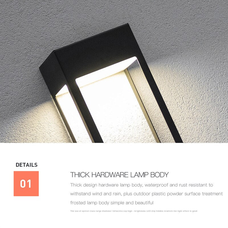 Moderne LED Vegglampe Utebelysning Hagelys Vanntett 5W Sensor Vegglamper Terrasse Balkong Vegglampe Gatelampe 