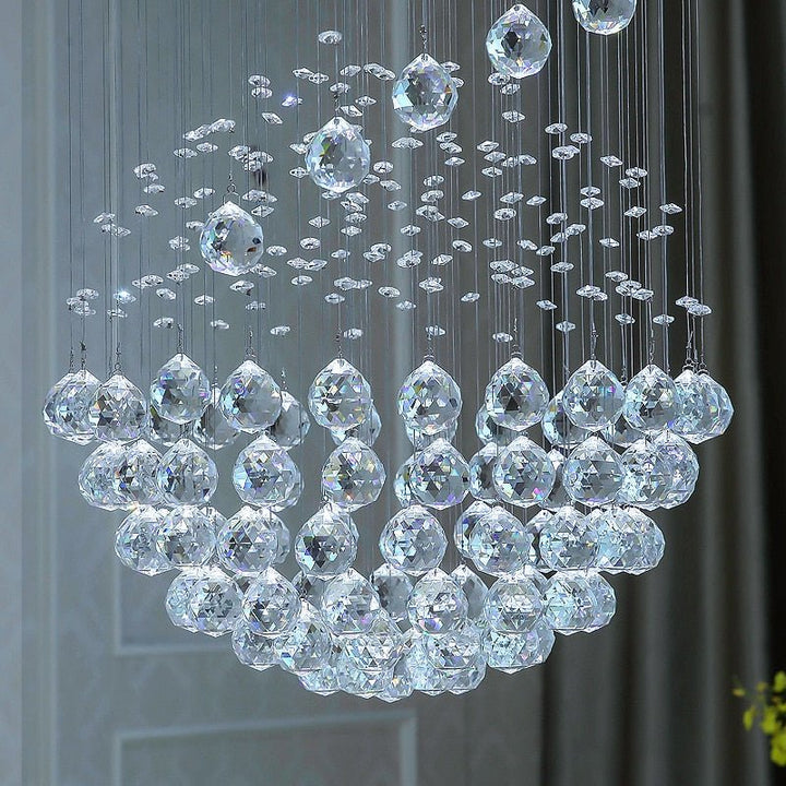 Modern Long LED Spiral Living Crystal Chandeliers Lighting Fixture For Staircase Lamp Hotel Hall - ATY Home Decor