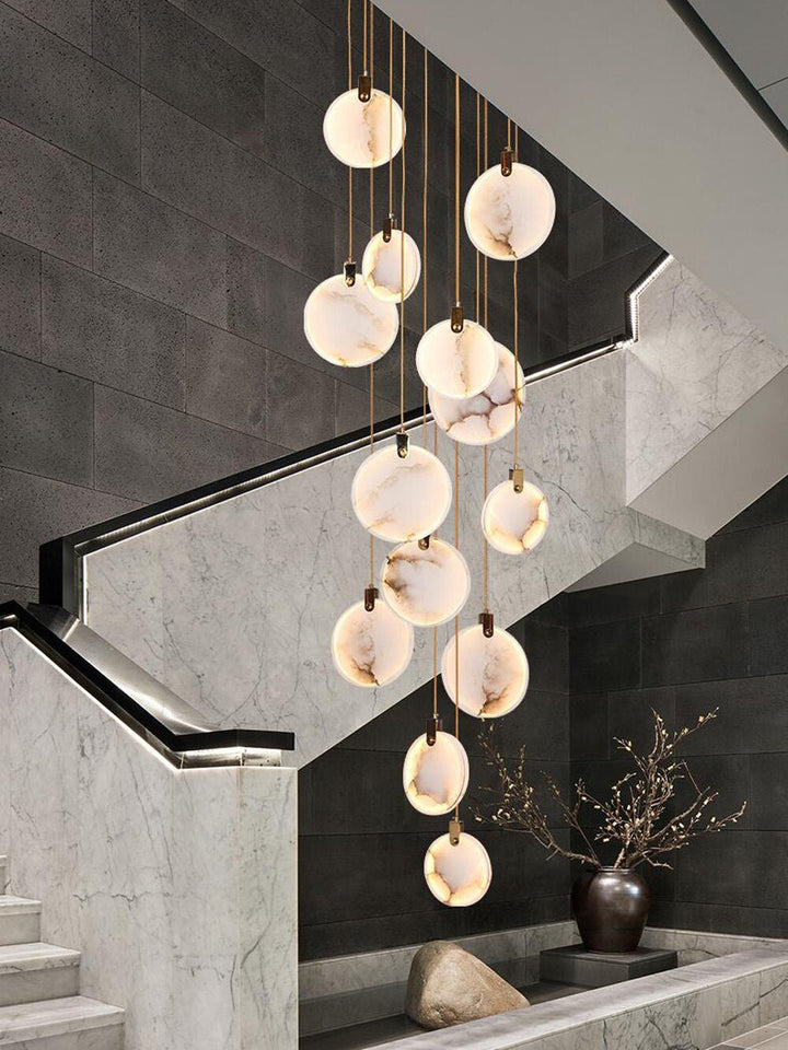 Modern Marble LED Chandelier Lamp Long Staircase Chandeliers Pendant Light