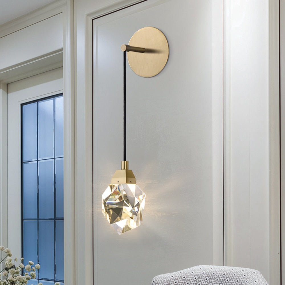 Moderno minimalista de cristal Lámpara de pared Sala de estar Dormitorio Dormitorio Diamante Diseño Lámpara de pared Apliques