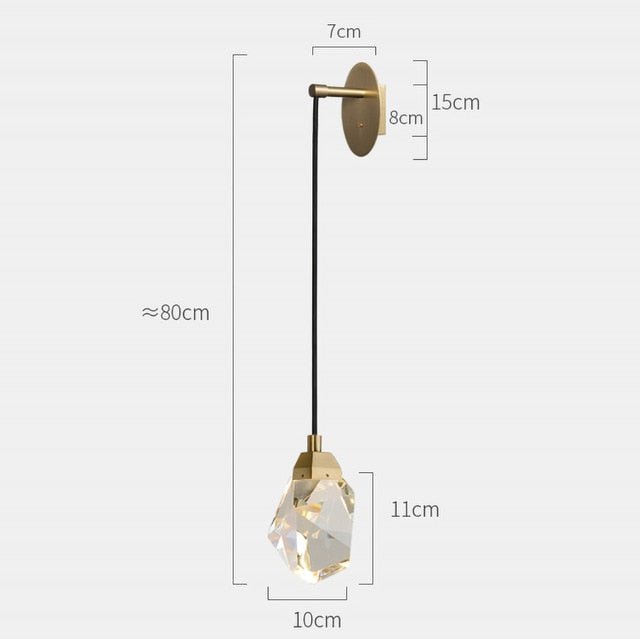Moderno minimalista de cristal Lámpara de pared Sala de estar Dormitorio Dormitorio Diamante Diseño Lámpara de pared Apliques
