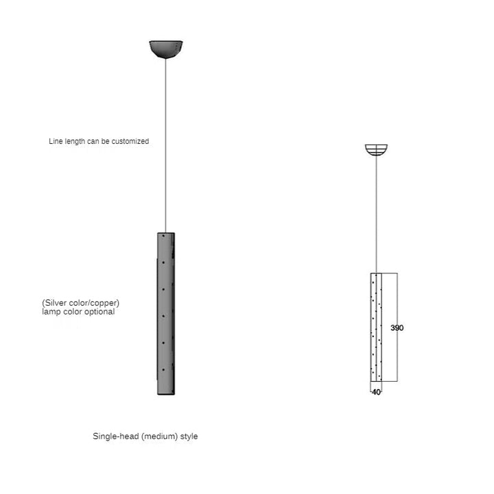Lampadario nordico moderno a LED a forma di tubo per la sala da pranzo