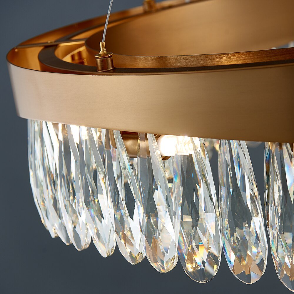 Moderno Oval LED Crystal Chandelier Iluminación Para Comedor Lujo Oro Interior Lustre Cocina Hogar