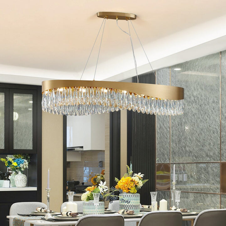 Modern Oval LED Crystal Chandelier Lighting For Dining Room Luxury Gold Indoor Lustre Kitchen Home