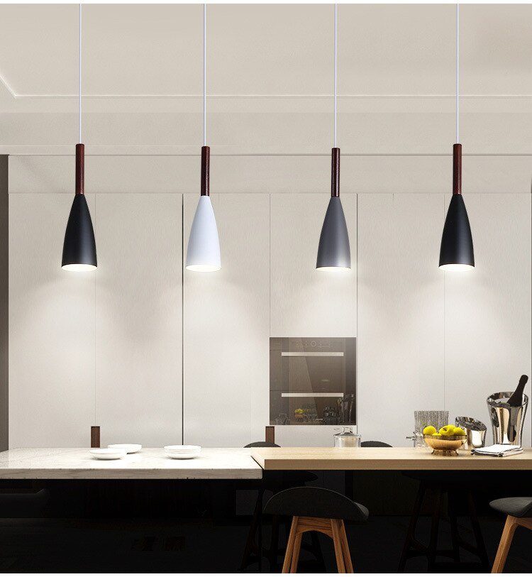 Modern Pendant Light Kitchen Hanging Lamp Dining Room Kitchen Lighting Fixture Loft Decor Wood Lamp Luminaire Lustre