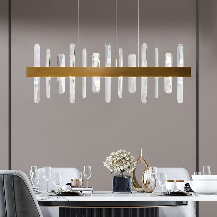 Modern Rectangle Gold Chandelier In The Living Room Dining Room Home Decoration Crystal Light Kitchen Island Indoor Lighting