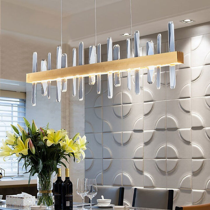 Moderne rektangel gulllysekrone i stuen Spisestue Hjemmedekorasjon Krystalllys Kjøkken Øy Innendørsbelysning 