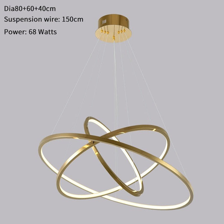 Modern Ring Led Chandelier For Staircase Luxury Living Room Gold Light Fixture Long Villa Hall Lobby - ATY Home Decor