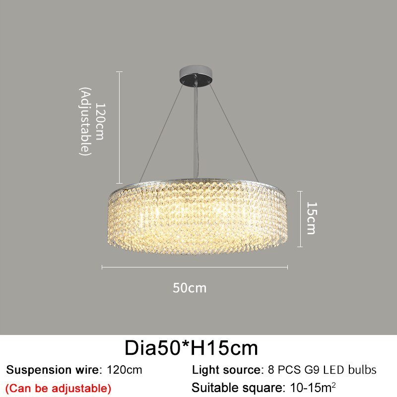 Modern Round Crystal Chandelier For Living Room Chrome Gold - ATY Home Decor