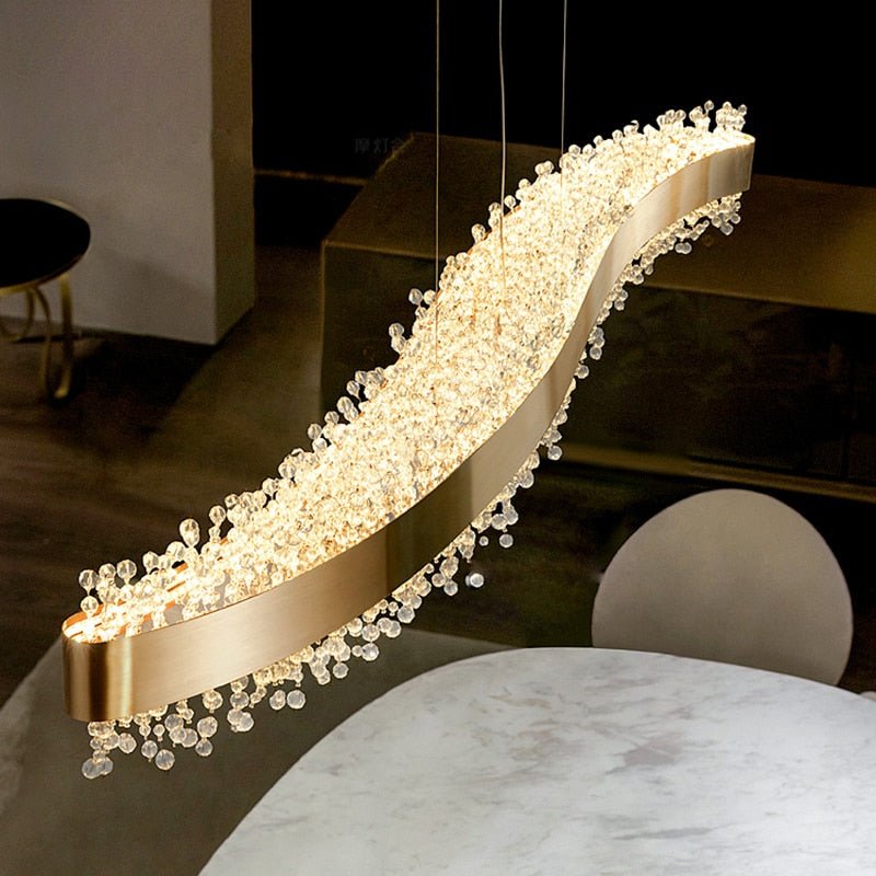 Araña de cristal moderna en forma de S Iluminación Comedor Cocina Isla