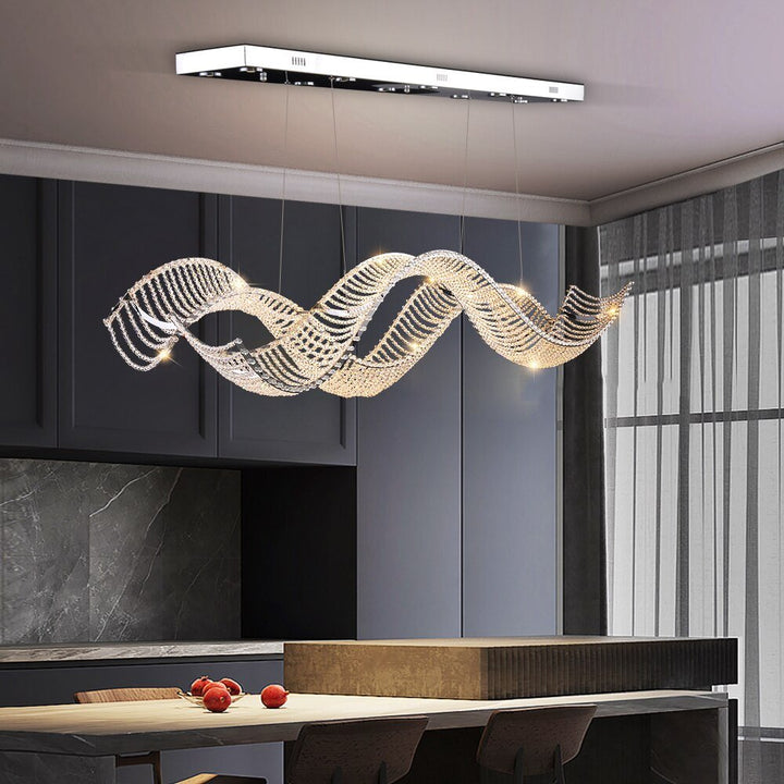 Modern Silber Kreatives Design Led Kristall Kronleuchter für Esszimmer Kücheninsel