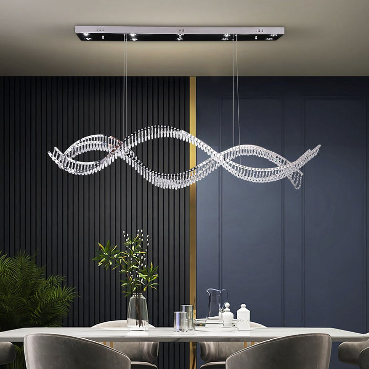 Modern Silber Kreatives Design Led Kristall Kronleuchter für Esszimmer Kücheninsel