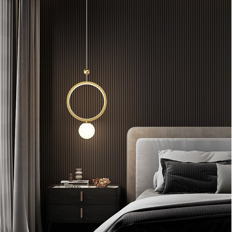 Moderne Eenvoudige Slaapkamer Nachtkastje Kroonluchter Nordic Licht Luxe Lange Lijn Woonkamer Achtergrond Muur Hal Kleine Kroonluchter