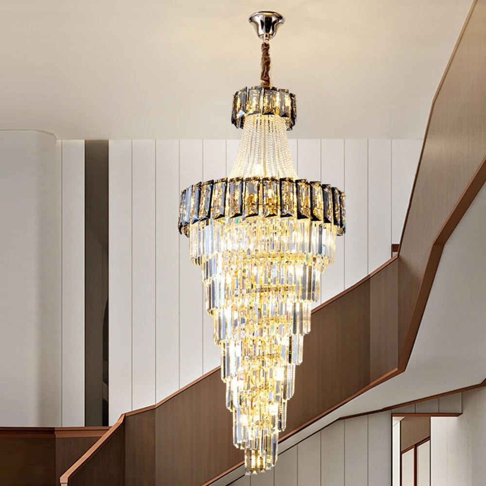Araña de cristal de escalera de diseño moderno en espiral