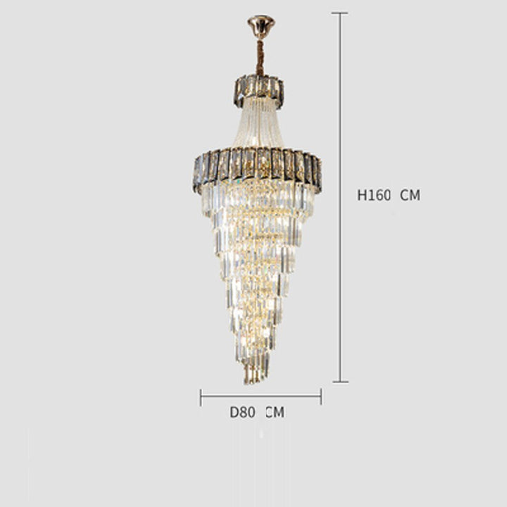 Lampadario di cristallo per scale dal design moderno a spirale