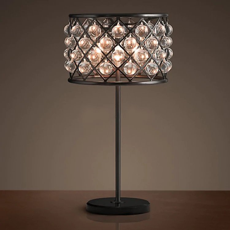 Lampe de table d'éclairage en cristal de gouttes de larme vintage moderne lumières de bureau pour la décoration de chambre d'hôtel à la maison