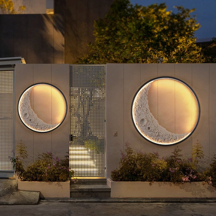Outdoor Modern Garden Waterproof Wall Lighting Creative Moon Light Wall Sconce