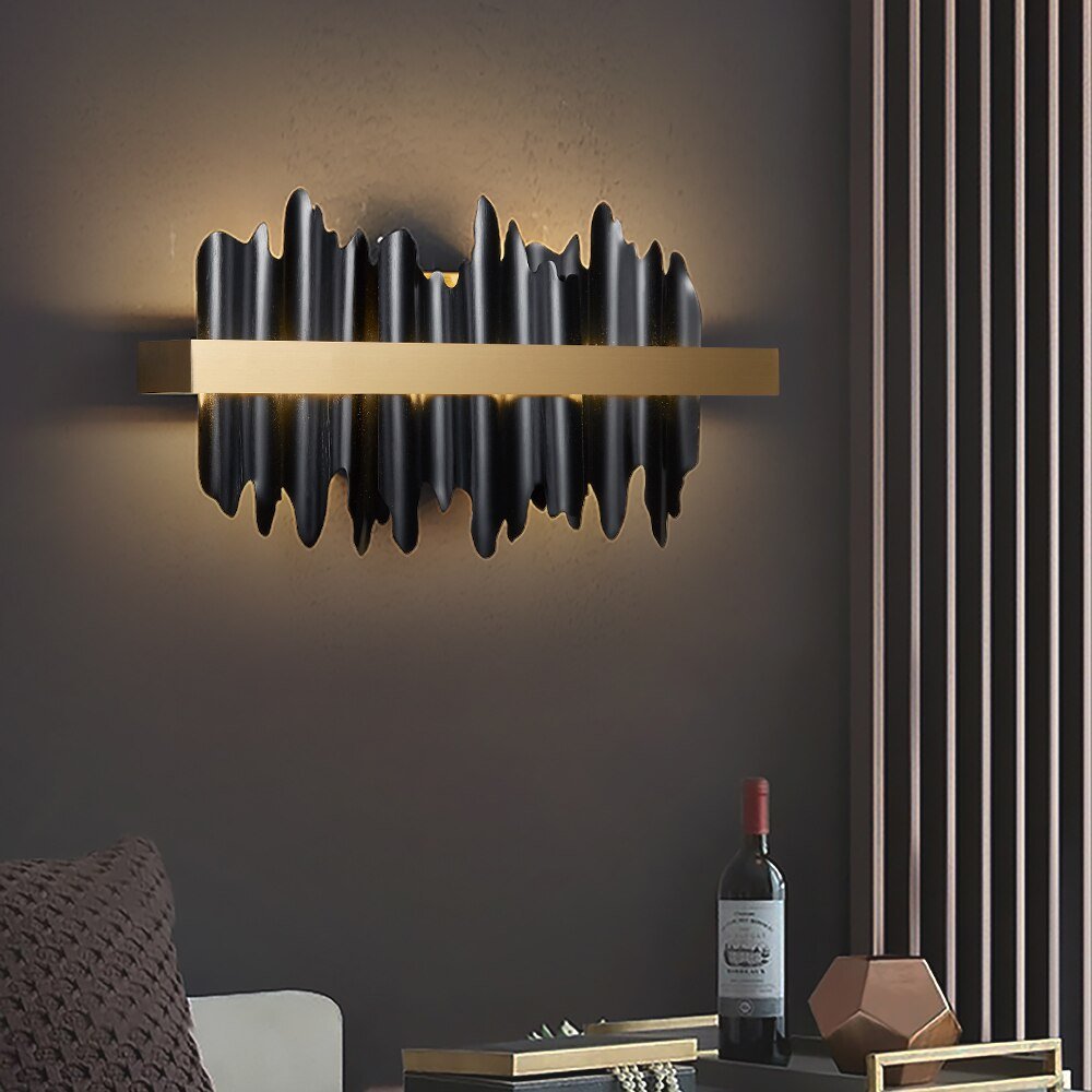 Applique da parete moderna oro nero lampada da parete per comodino cam –  ATY Home Decor