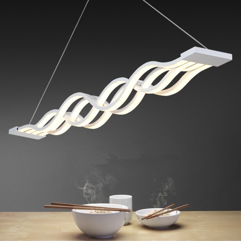 Modern Wave Design Lustres LED Hanging Lights For Dinning Room Black White Pendant Lights  Lighting Hanglamp Ceiling Led Lamp