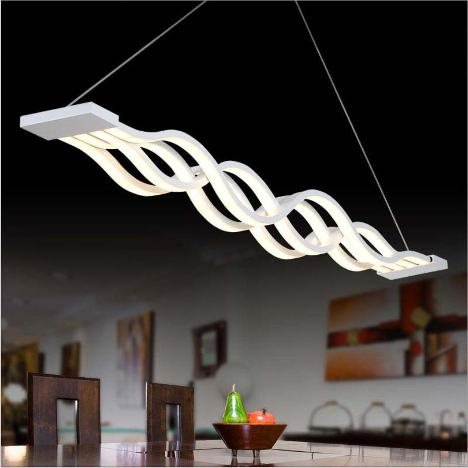 Modern Wave Design Lustres LED Hanging Lights For Dinning Room Black W ...