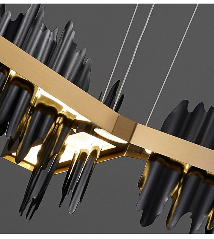New Back Gold Chandelier With Remote Control Kitchen Island Iceberg Simple Design LED Hanging Lamp Steel Light Fixtures