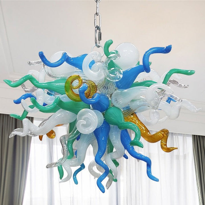 Nordic Art Glass Kronleuchter Beleuchtung Aqua Blau Teal Kleine Kronleuchter für Schlafzimmer Wohnzimmer