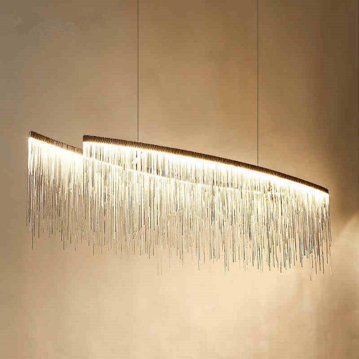 Nordic Chandelier Led Pendant Lamps Chrome Slender Chain Light Fixture Aluminum Lustre Modern Home Lighting 