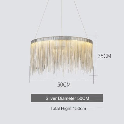 Nordic Chandelier Led Pendant Lamps Chrome Slender Chain Light Fixture Aluminum Lustre Modern Home Lighting