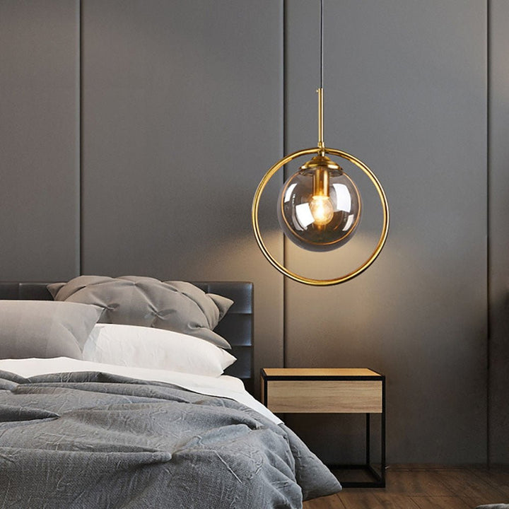 Pendentif Nordic Dark Glass Gray Lights Hanglamp Bar Restaurant Bedroom Bedside Modern Glass Ball