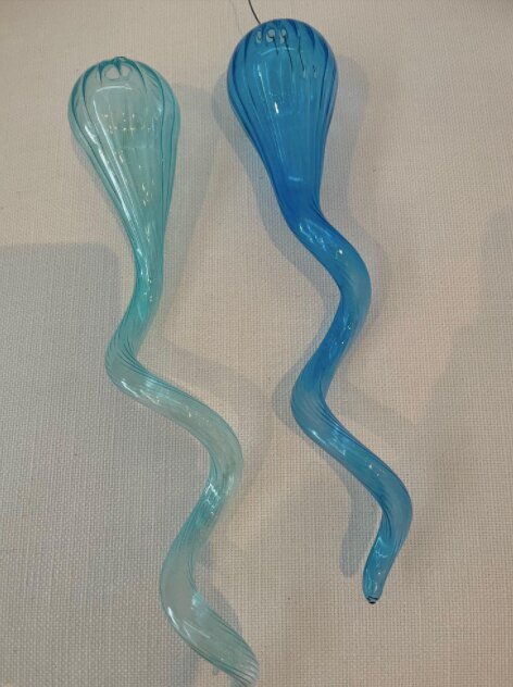 Nordic Style Aqua Blue Glass Chandelier Light Large Long Chain Blown Glass Chandelier Light Fixture