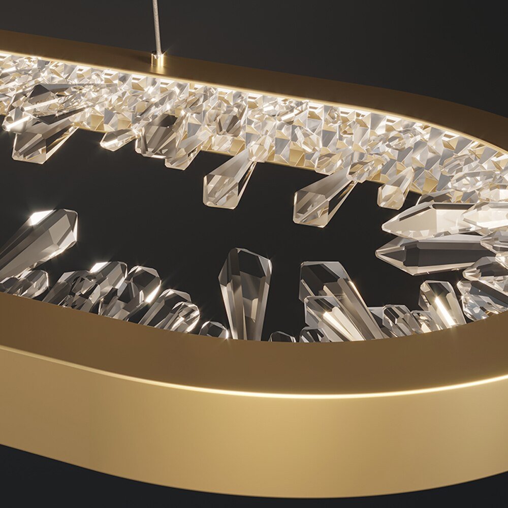 Lampadario LED moderno di design ovale Cristalli illuminazione vivente Dimmerabile Sala da pranzo Lampada a sospensione