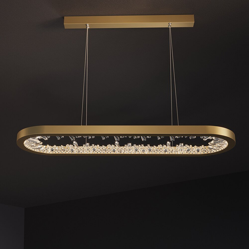 Oval Design Modern LED Kronleuchter Kristalle Wohnen Beleuchtung Dimmbar Esszimmer Hängelampe