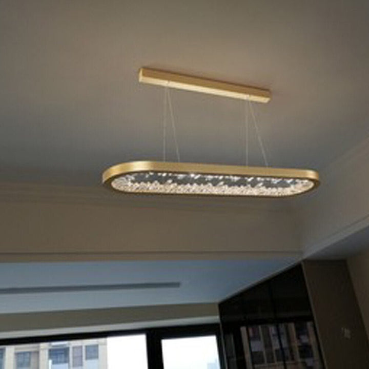 Oval Design Moderne LED-lysekrone Krystaller Living Lighting Dimbar Dining Room Hanging Lamp
