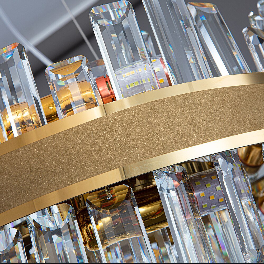 Araña De Cristal Moderna Ovalada Para Comedor Diseño Creativo Lámpara De Oro Lustre