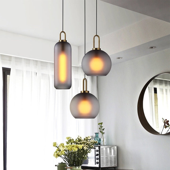 Postmodern Glass Pendant Lights Luxury Lamps For Restaurant Bedroom Bedside Glass Ball Single