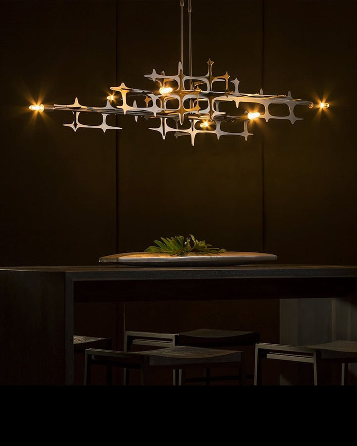 Lustre à LED postmoderne de luxe en argent pour salle à manger et salon