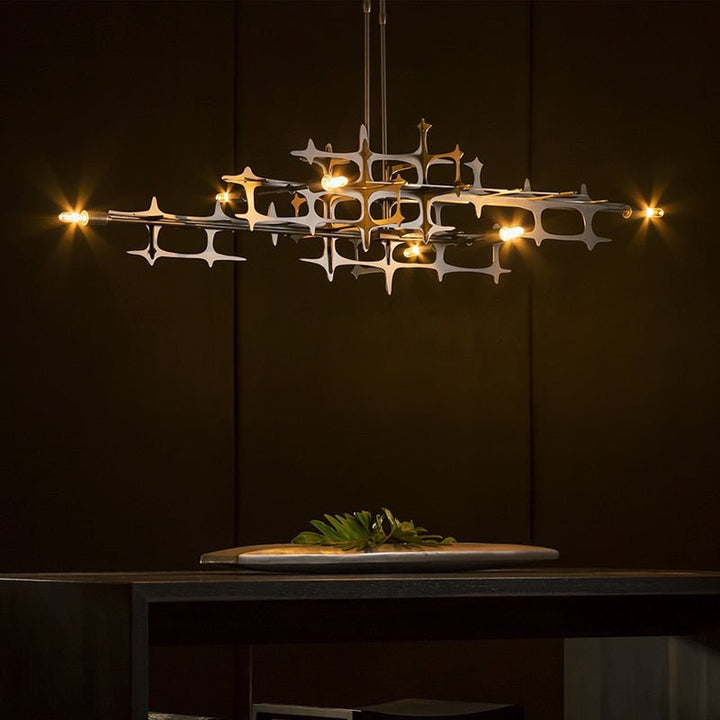 Lustre à LED postmoderne de luxe en argent pour salle à manger et salon