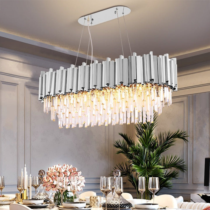 Rectangle Modern Gold Chandelier For Dining Room Hanging Lamp Kitchen Chandeliers Light Fixtures