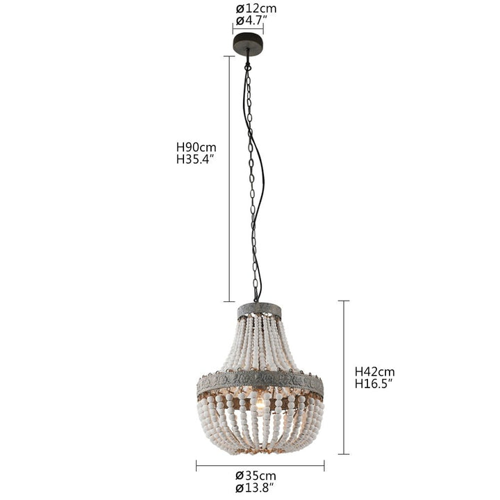 Retro Loft Vintage Lysekrone Rustik Runde Træperler Pendel Lampe