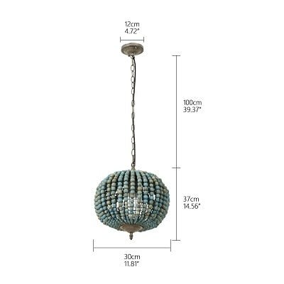 Retro Loft Vintage Chandelier Rustic Round Wooden Beads Suspension Lamp