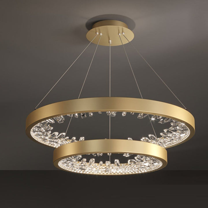 Ring Design Moderne LED Lysekrone Lampe Krystall Living Belysning Dimbar Hotell Lobby Dekor Salong