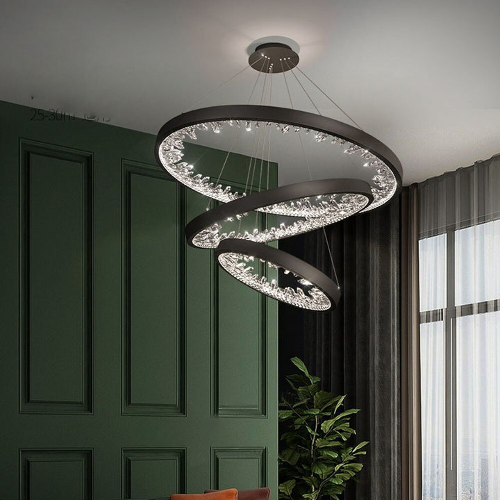 Anneau Design Moderne LED Chandelier Lampe Cristal Living Lighting Dimmable Hotel Lobby Decoration Salon