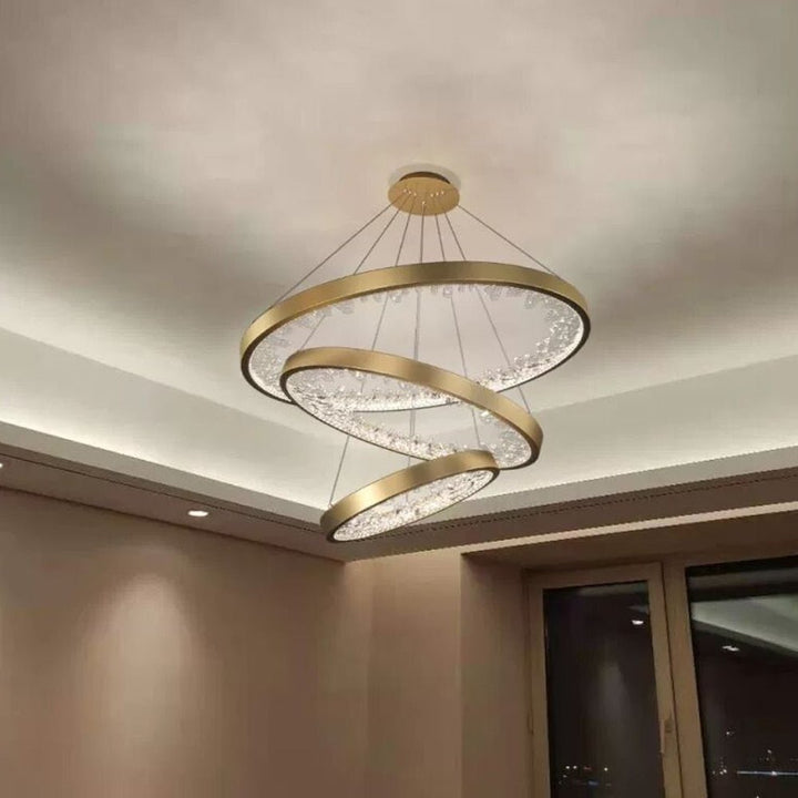 Anillo de diseño moderno LED lámpara de araña de cristal de estar de iluminación regulable Hotel Lobby Decoración Salón