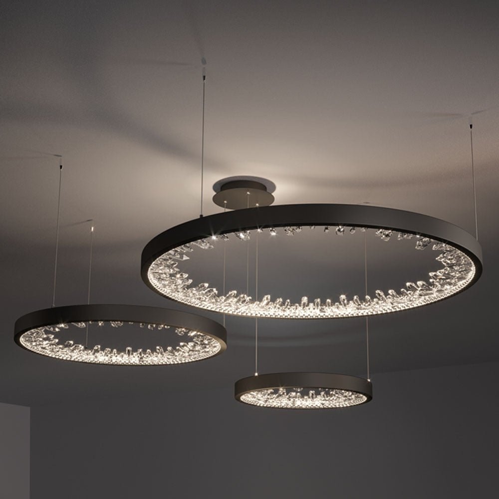 Ring Design Modern LED Chandelier Lamp Crystal Living Lighting Dimmable Hotel Lobby Decoration Salon