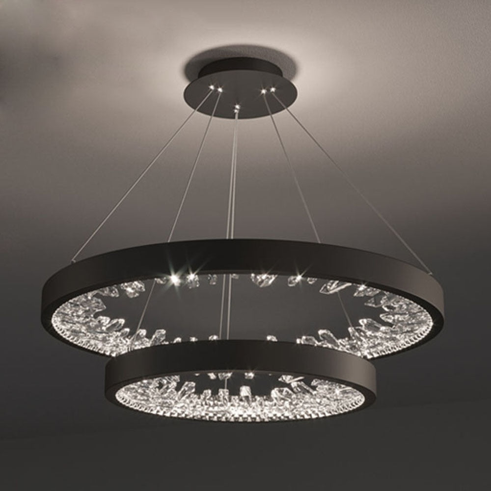 Ring Design Moderne LED Lysekrone Lampe Krystal Living Belysning Dæmpbar Hotel Lobby Dekoration Salon
