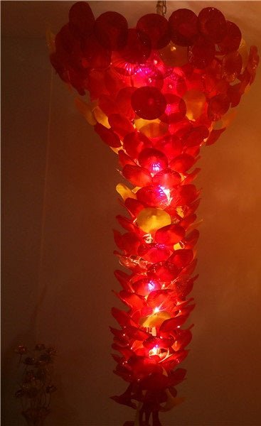 Rose Hand Blown Glass Gold Chandelier Light Large Imperial Crystal Chandelier for Hotel Hall Staircase